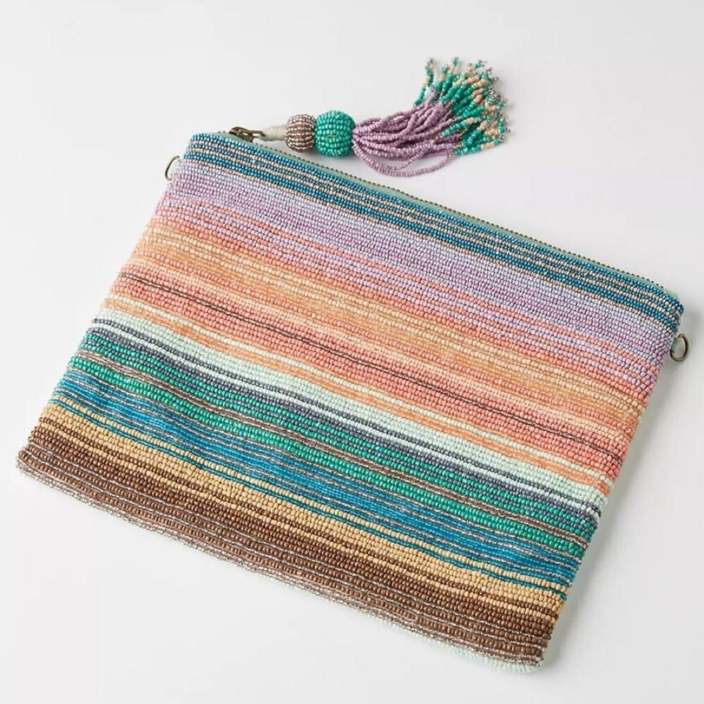 NWOT Anthropologie Aurore Multi-colored Beaded Clutch